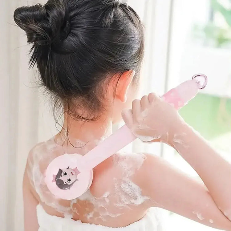 Porodo Lifestyle Kids Electric Bath Brush Type-C Charging 2 Levels Speed Soft Silicone & Loofah Cleanser - Pink