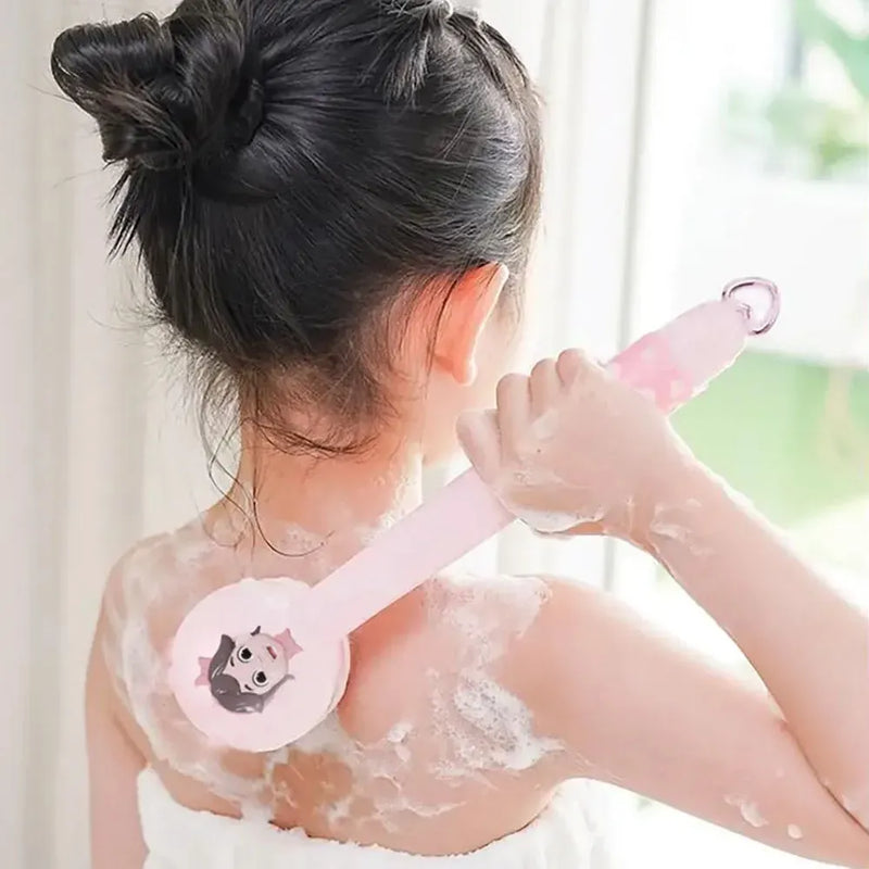 Porodo Lifestyle Kids Electric Bath Brush Type-C Charging 2 Levels Speed Soft Silicone & Loofah Cleanser - Pink