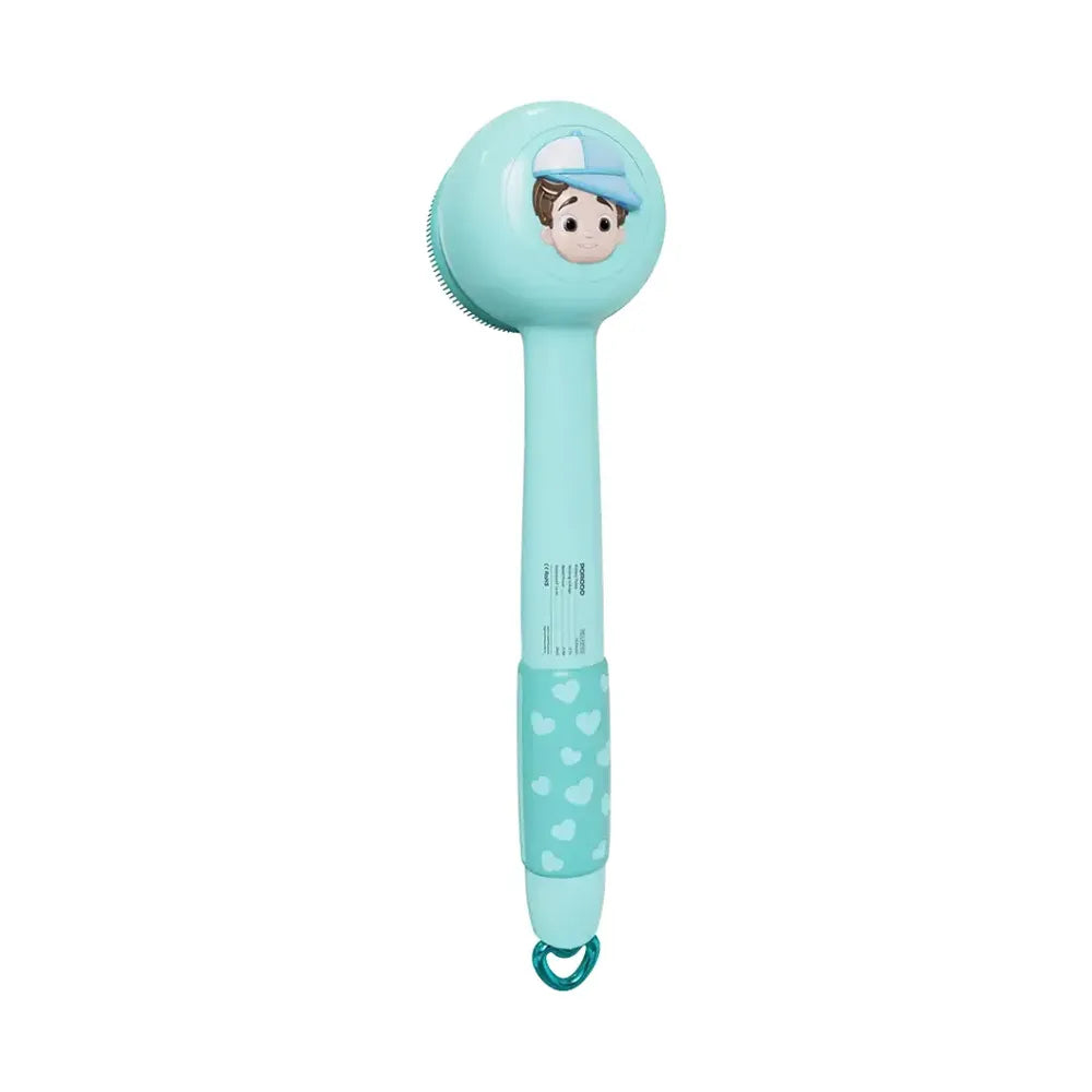 Porodo Lifestyle Kids Electric Bath Brush Type-C Charging 2 Levels Speed Soft Silicone & Loofah Cleanser - Blue