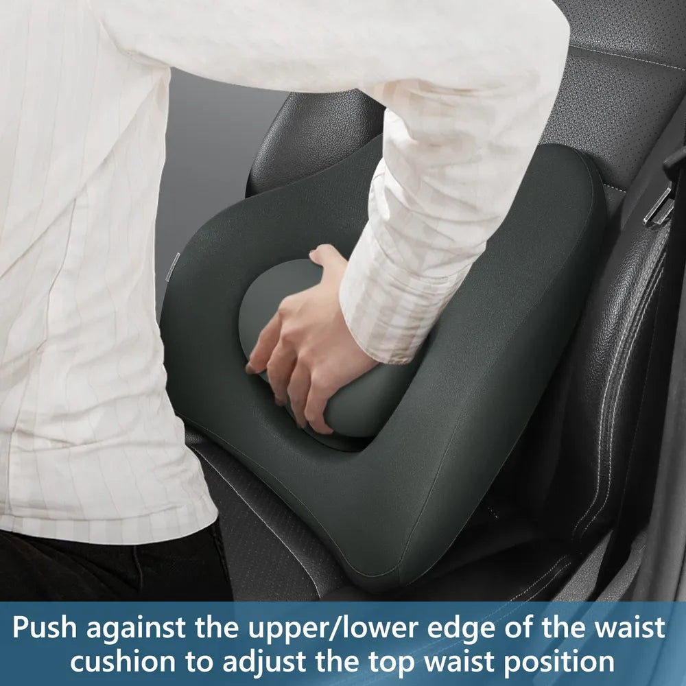 Lumbar Support Pillow with Adjustable Bracket Memory Foam Lower Back Posture Cushion