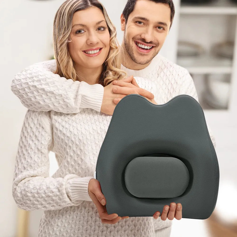 Lumbar Support Pillow with Adjustable Bracket Memory Foam Lower Back Posture Cushion