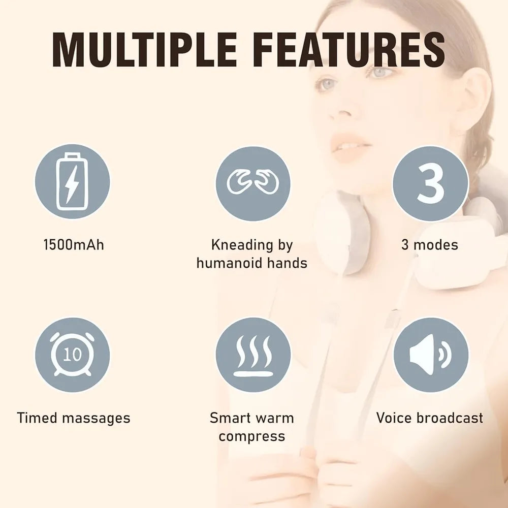 Smart Neck and Shoulder Massager Type-C Rechargeable 3 Modes With 6D Massage Technology