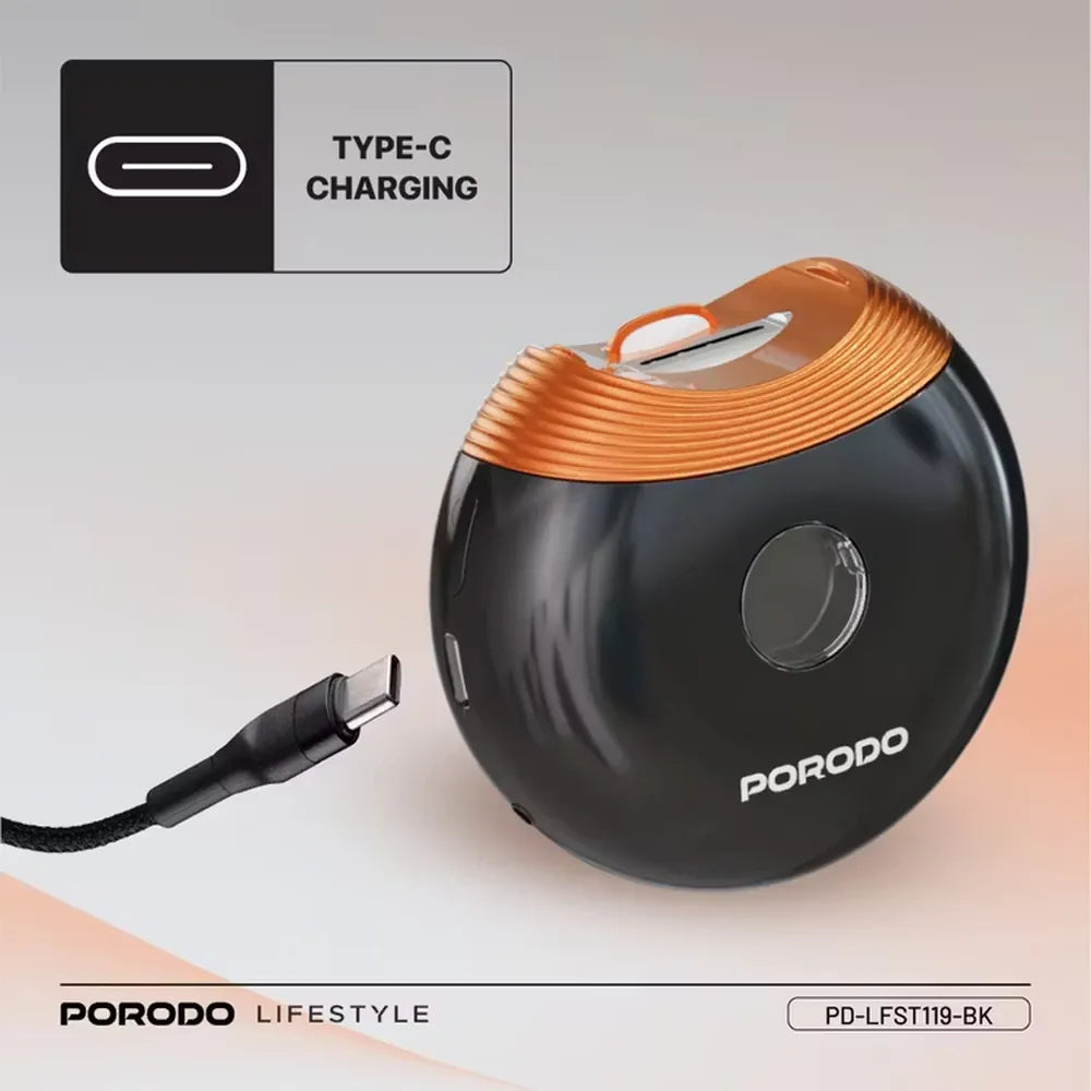 Porodo Lifestyle All-In-One Nail Trimmer Set 400mAh Type-C Charging – Black