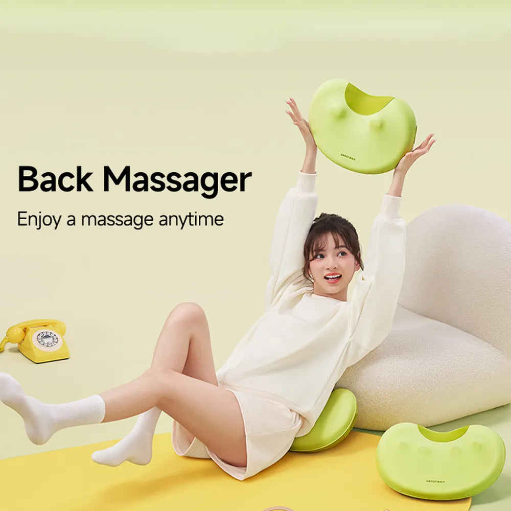 Repor Bean Massage Cushion for Neck Back & Waist with Constant Temperature Heat and 2600mAh Battery - Green