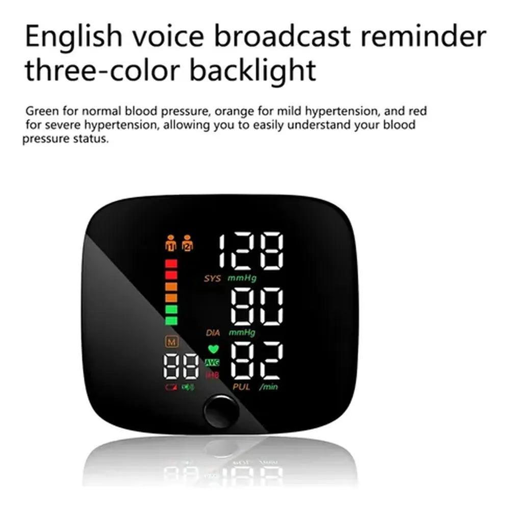 Automatic Digital Wrist Blood Pressure Monitor Touch Screen Voice Broadcast and Dual User Mode USB Rechargeable