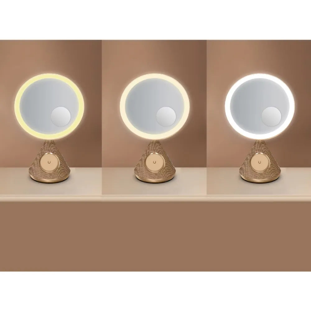 Porodo LED Makeup Mirror with 3 Brightness Levels, Bluetooth Speaker, 15W MagSafe Wireless Charger, USB-C Power Port & 1m Charging Cable