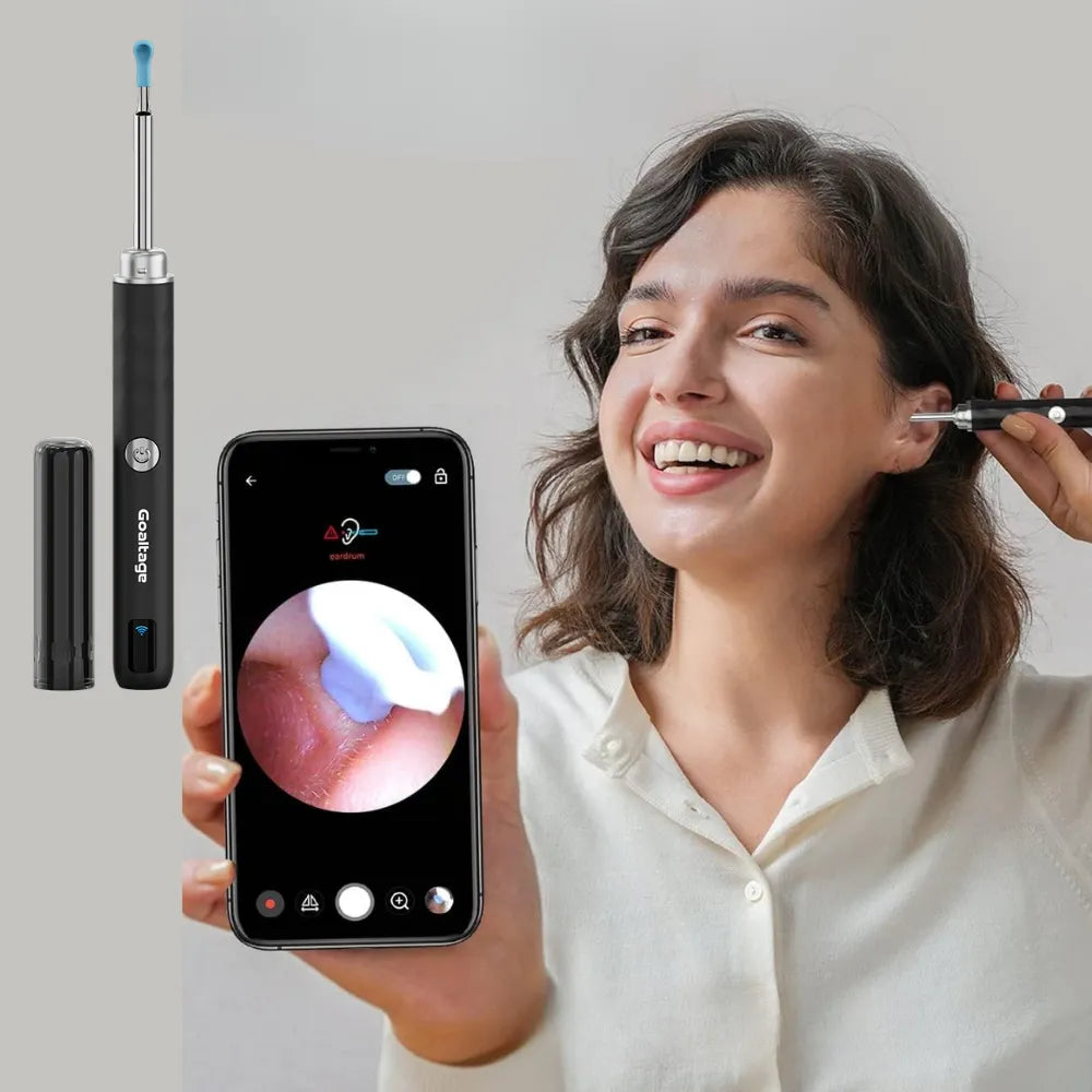 Goaltage ECL01 Smart Ear Cleaning Kit with HD Camera, LED Lights, Mobile App, Waterproof Design & USB-C Rechargeable Battery – Includes Silicone Tips