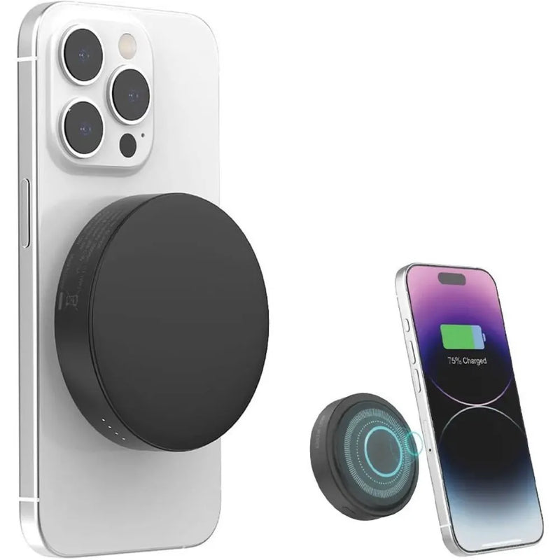 Green Lion MAG Power 3000mAh Power Bank – 10W Output, N52*16 Strong Magnets, LED Indicator, USB-A to Type-C Cable, Type-C Port, MagSafe Compatible – Black