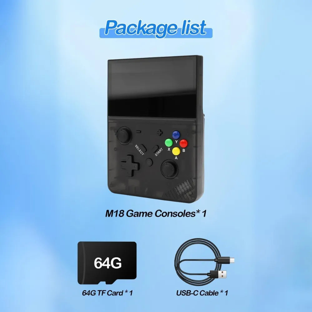 SJGAM M18 Retro Handheld Game Console 128GB with 30,000+ Games, 4.3-Inch IPS Display, RK3566 Linux System, 4000mAh Battery