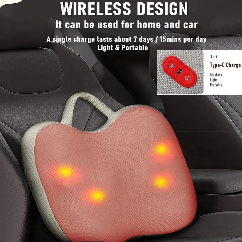 Electric Smart Waist Back and Leg Massager Pillow With 42°C Hot Compress 2000mAh Type-C Rechargeable