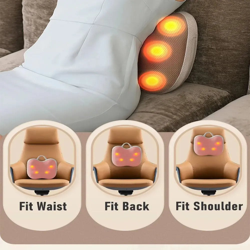Electric Smart Waist Back and Leg Massager Pillow With 42°C Hot Compress 2000mAh Type-C Rechargeable