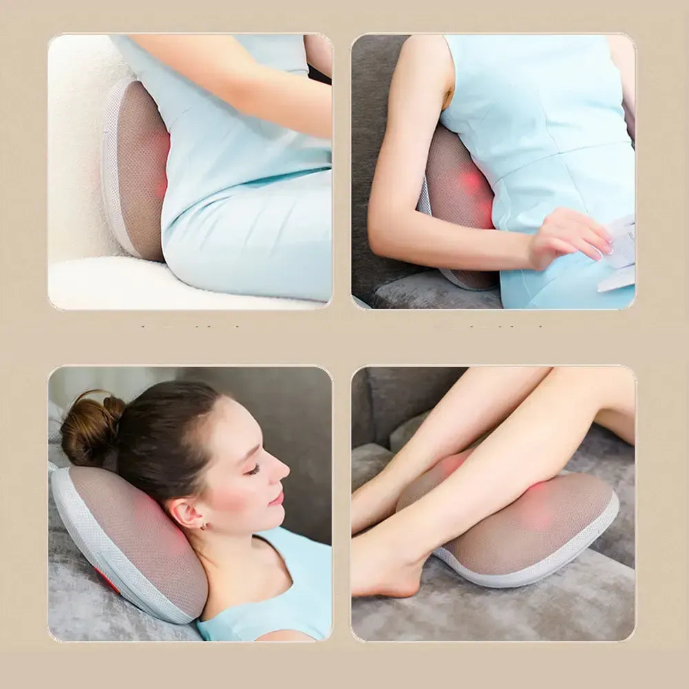 Electric Smart Waist Back and Leg Massager Pillow With 42°C Hot Compress 2000mAh Type-C Rechargeable