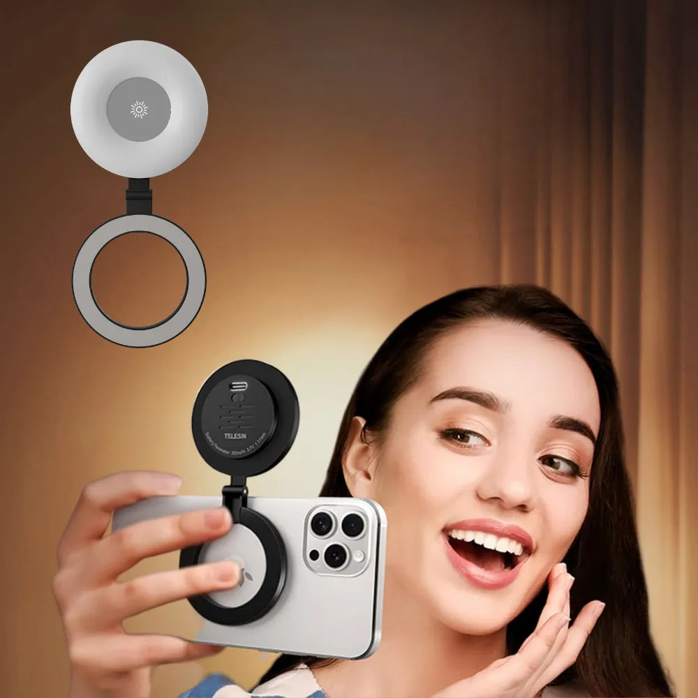 VOLUO VL-006 Portable Self-Timer Lamp – Adjustable LED Light, Foldable Design, MagSafe Magnetic Mount