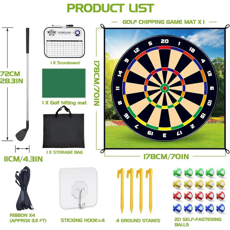 Sticky Shot Golf Chipping Game Set 50B– Indoor/Outdoor Golf Dart Mat with Sticky Balls, Target, Chipping Mat & Club – Fun for Kids & Adults 50B