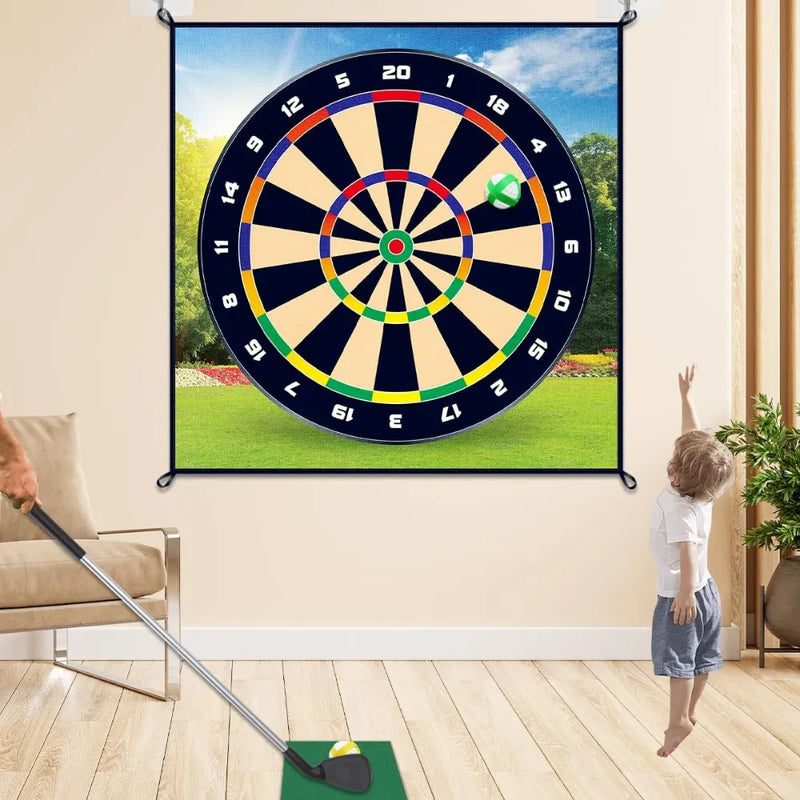 Sticky Shot Golf Chipping Game Set 50B– Indoor/Outdoor Golf Dart Mat with Sticky Balls, Target, Chipping Mat & Club – Fun for Kids & Adults 50B