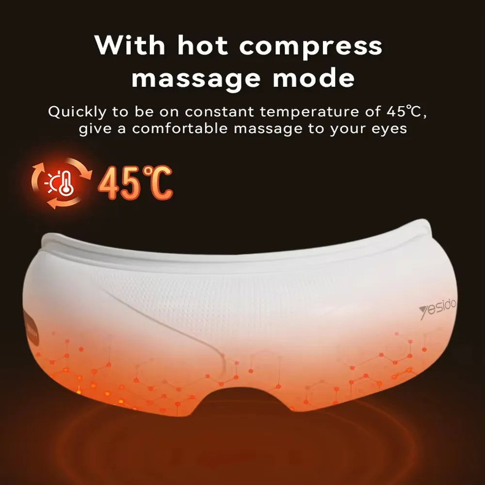 Yesido Intelligent Heat Compress Eye Massager 1200mAh Battery Wireless Bluetooth Sleep Music Type-C Rechargeable
