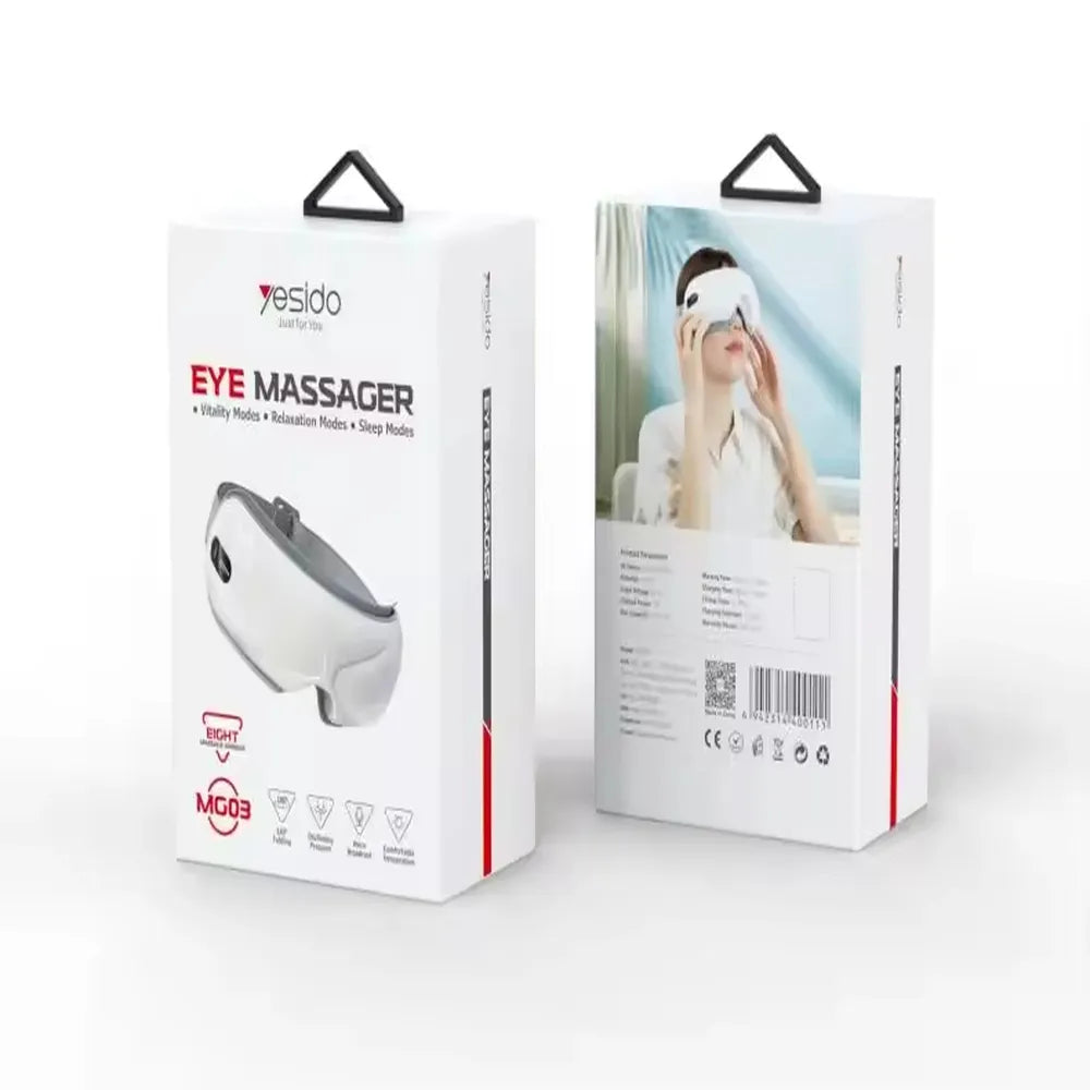 Yesido Intelligent Heat Compress Eye Massager 1200mAh Battery Wireless Bluetooth Sleep Music Type-C Rechargeable