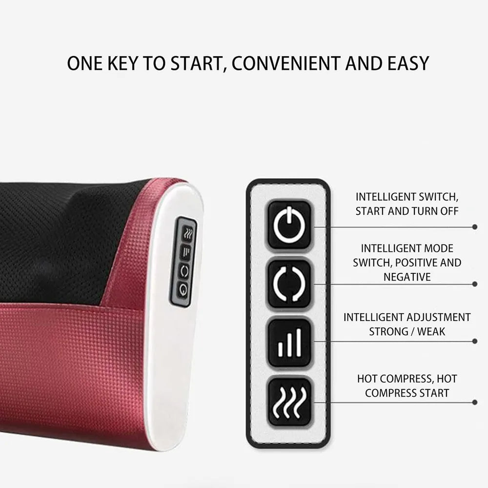 Renkai Massage Pillow 3D Vibration AC DC Powered 15 Min Auto Shut Off Built in Heat Function