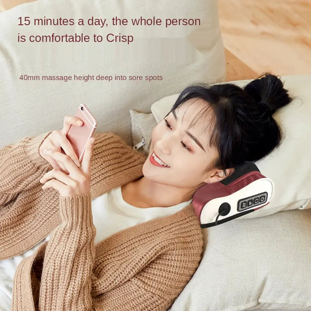 Renkai Massage Pillow 3D Vibration AC DC Powered 15 Min Auto Shut Off Built in Heat Function