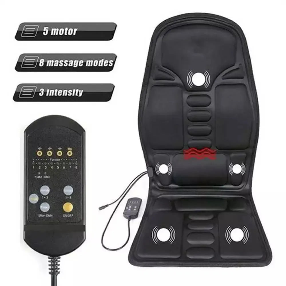 Robotic Cushion Massage Seat 5 Vibration Motors AC DC Powered Multiple Modes Built in Heat Function