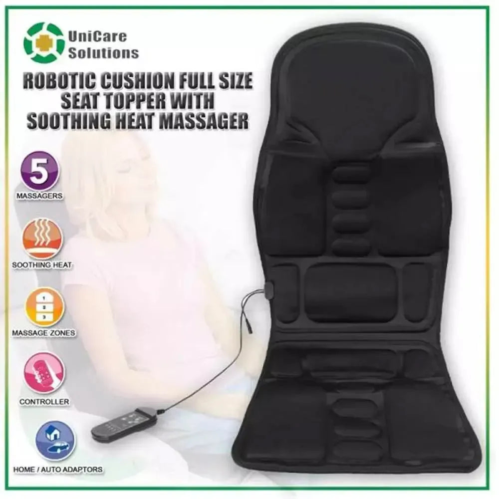 Robotic Cushion Massage Seat 5 Vibration Motors AC DC Powered Multiple Modes Built in Heat Function