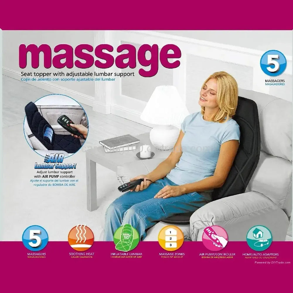 Robotic Cushion Massage Seat 5 Vibration Motors AC DC Powered Multiple Modes Built in Heat Function