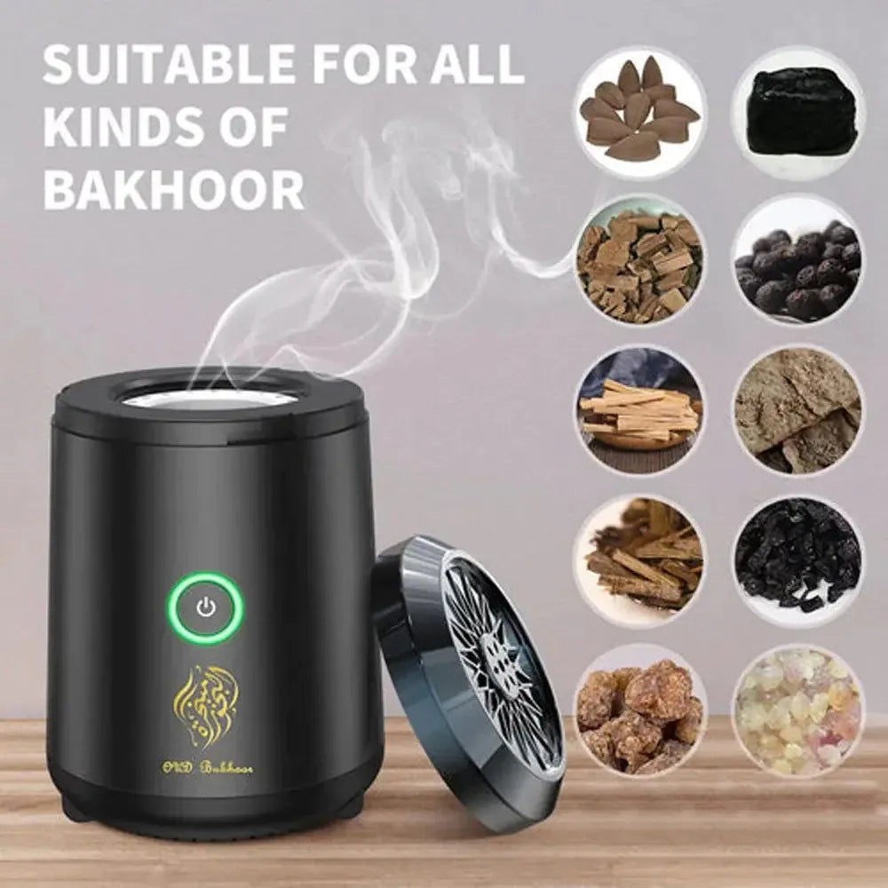 Bukhoor Mini Oud Incense Burner Rechargeable Ceramic Heating Element Portable Electric USB Rechargeable