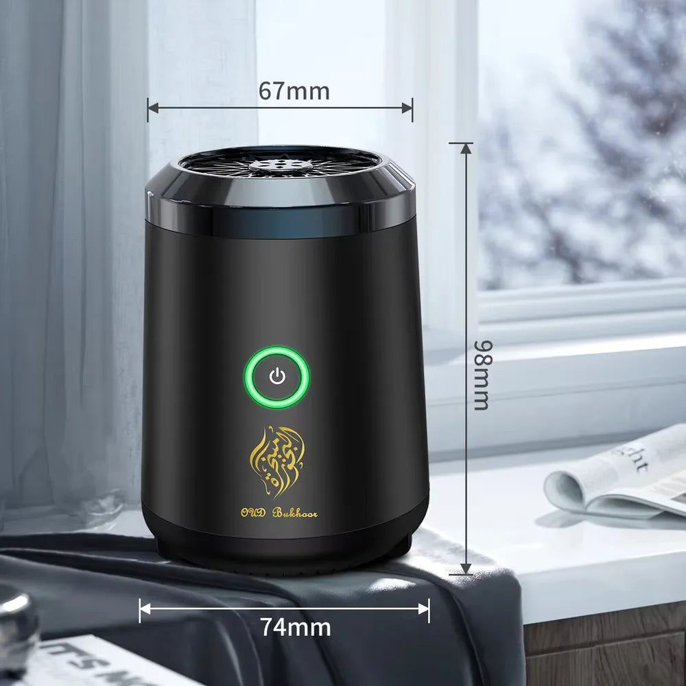 Bukhoor Mini Oud Incense Burner Rechargeable Ceramic Heating Element Portable Electric USB Rechargeable