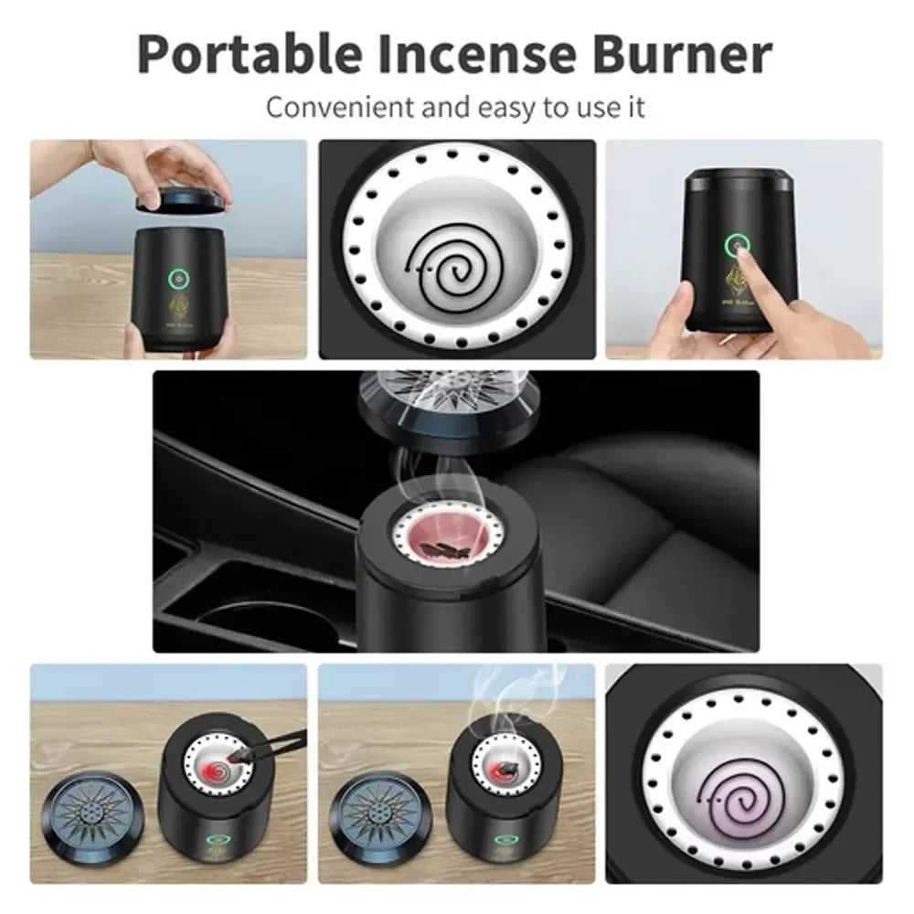 Bukhoor Mini Oud Incense Burner Rechargeable Ceramic Heating Element Portable Electric USB Rechargeable