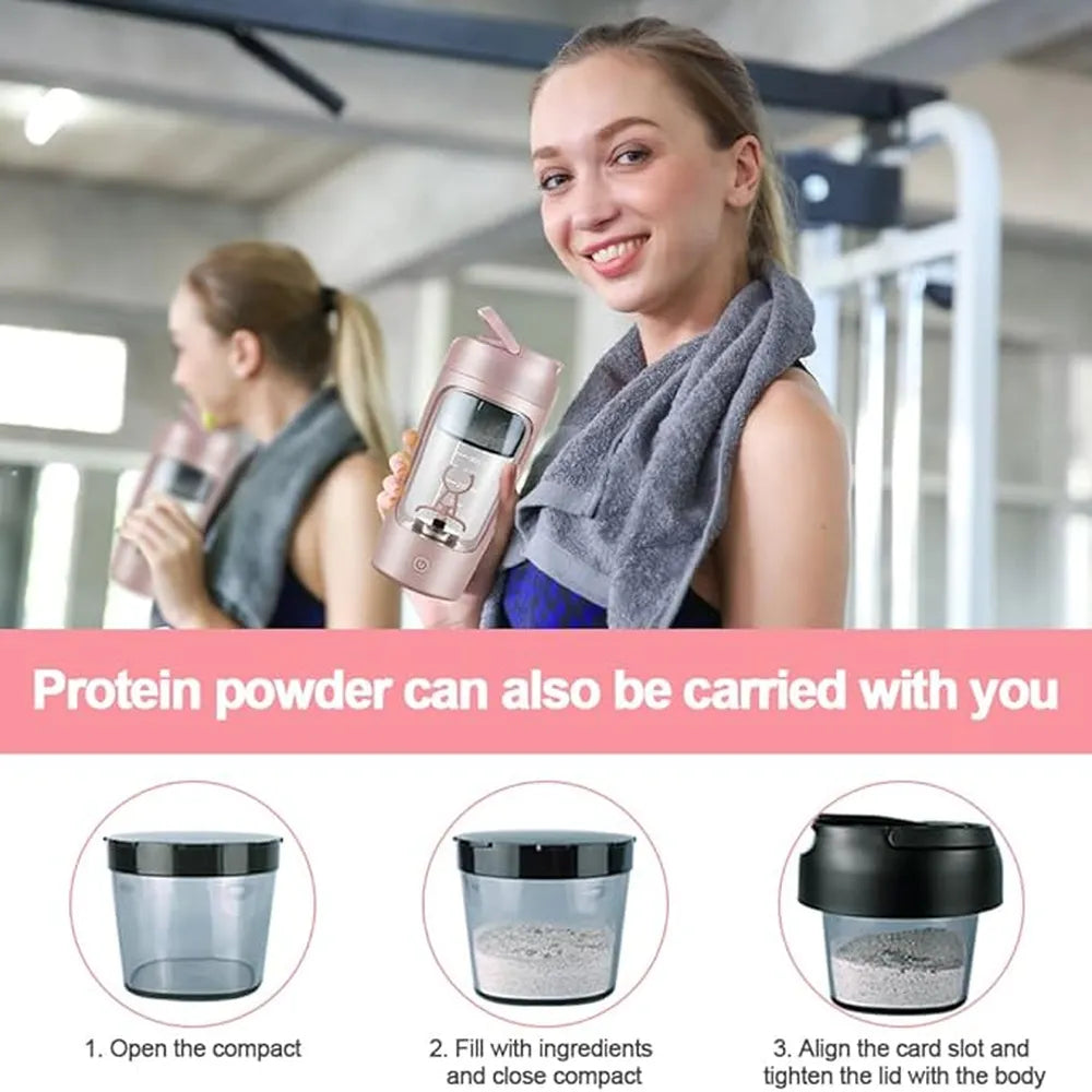 Electric Automatic Mixing Cup 500ml USB Rechargeable 7000 RPM Motor Powerful Mixing Leak-Proof Tritan Material - Pink