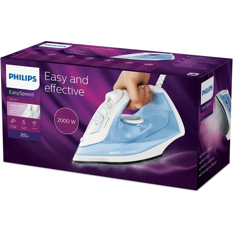 Philips Easy Speed Steam Iron Ceramic Soleplate Steam Boost 2000W