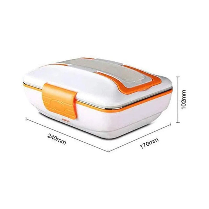 Portable Electric Lunch Box 3-Layer 304 Stainless Steel PTC Heating 12V Car Use - Orange