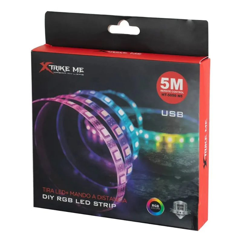 Xtrike Me 5M RGB LED Strip Light – USB Powered, Remote Control, DIY Lighting Kit for Gaming, Decor & Ambience