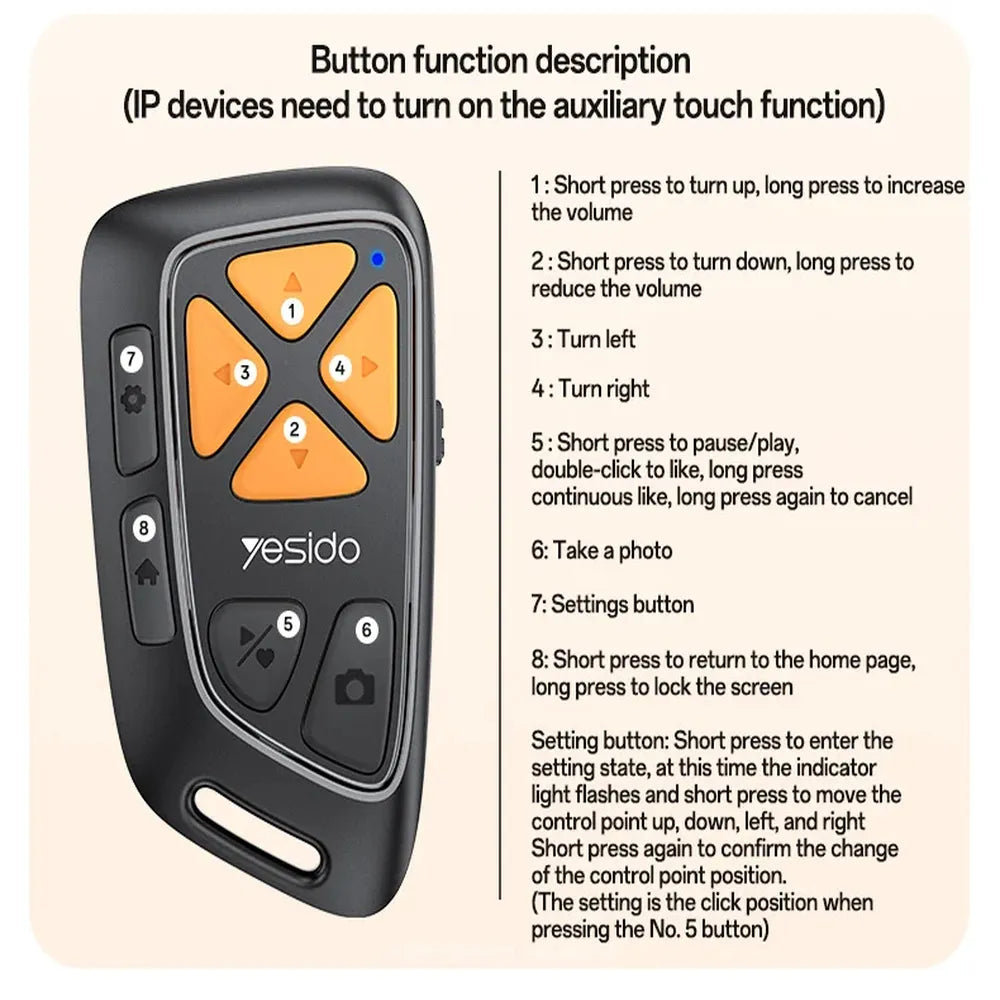 Yesido SF25 Scrolling Remote  Bluetooth Compatible with Smartphones & Tablets