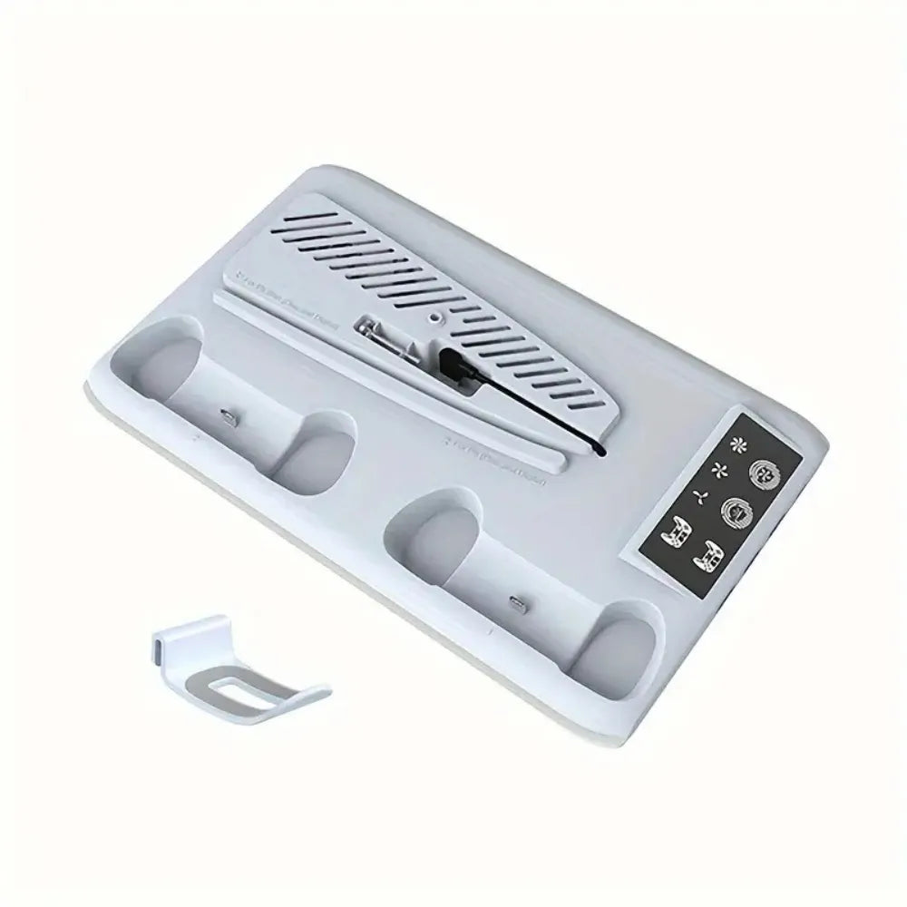 P5 Cooling Stand with RGB LED – Controller Charging Station & 3-Speed Fan for PS5/PS5 Slim/PS5 Pro – White