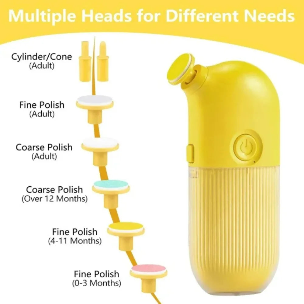 Electric Baby Nail Trimmer – Rechargeable Grooming Kit with 7 Grinding Heads, Quiet & Safe Nail File for Newborns, Infants, Toddlers