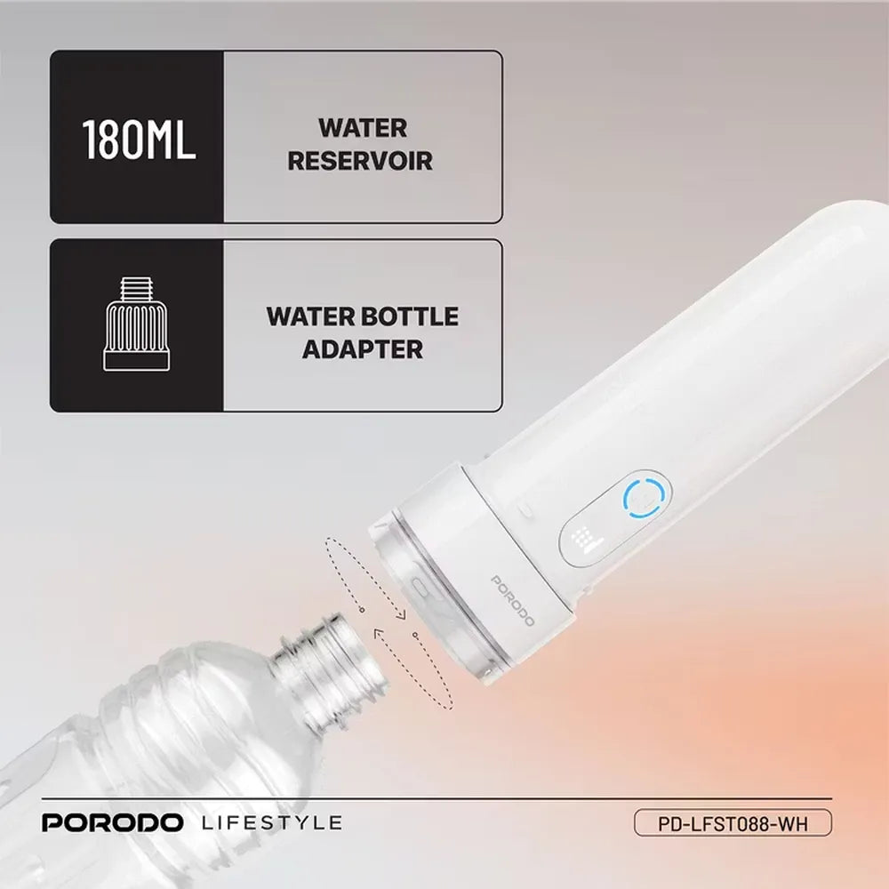 Porodo Lifestyle Electric Travel Bidet 3 Spray Modes 180mL Reservoir Type-C Rechargeable – White