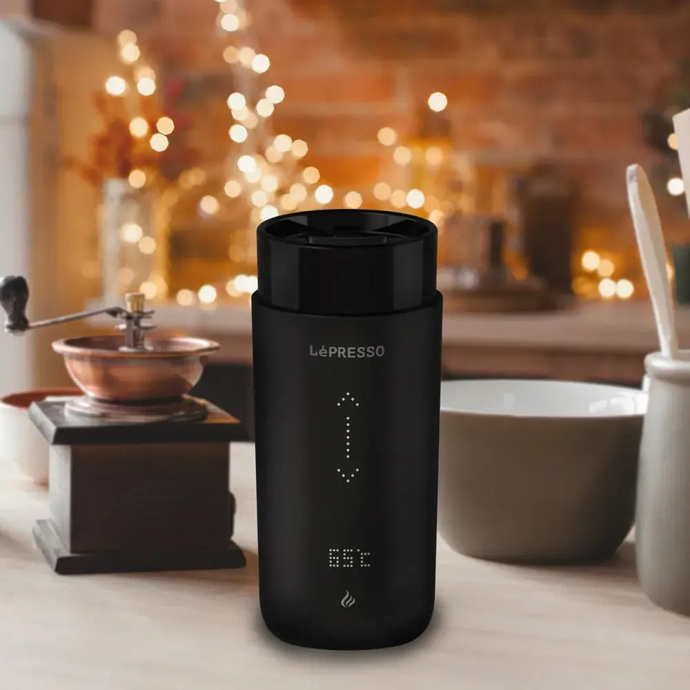 Lepresso Smart Travel Heating Mug 355mL Stainless Steel 4000mAh Battery – Black