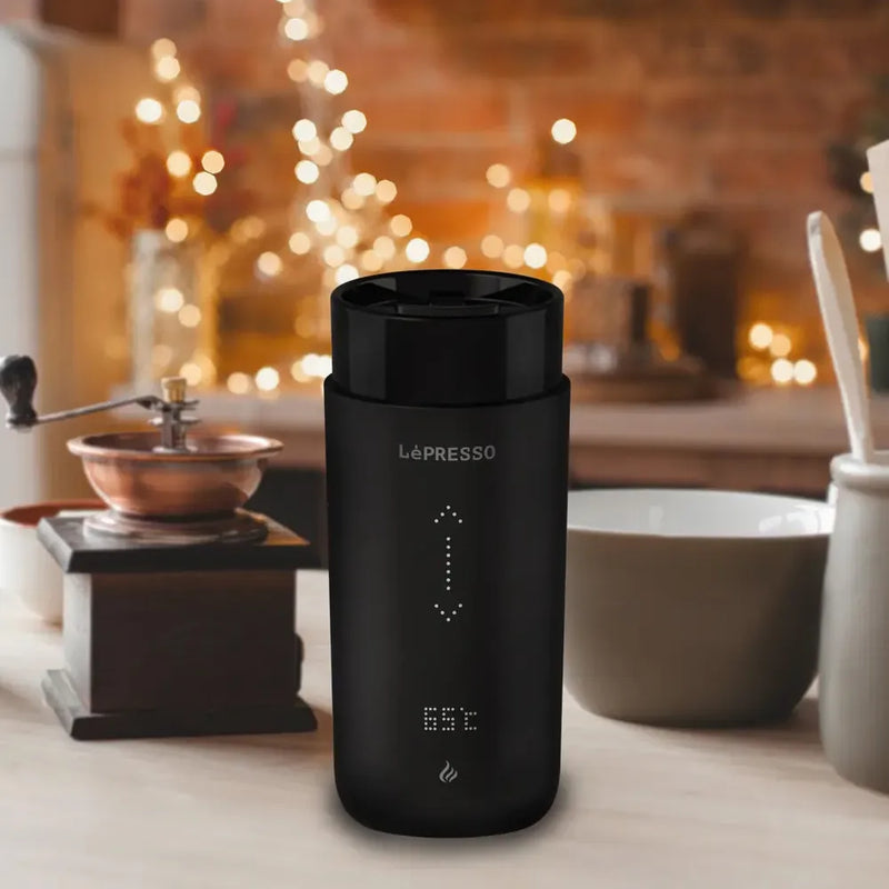 Lepresso Smart Travel Heating Mug 355mL Stainless Steel 4000mAh Battery – Black