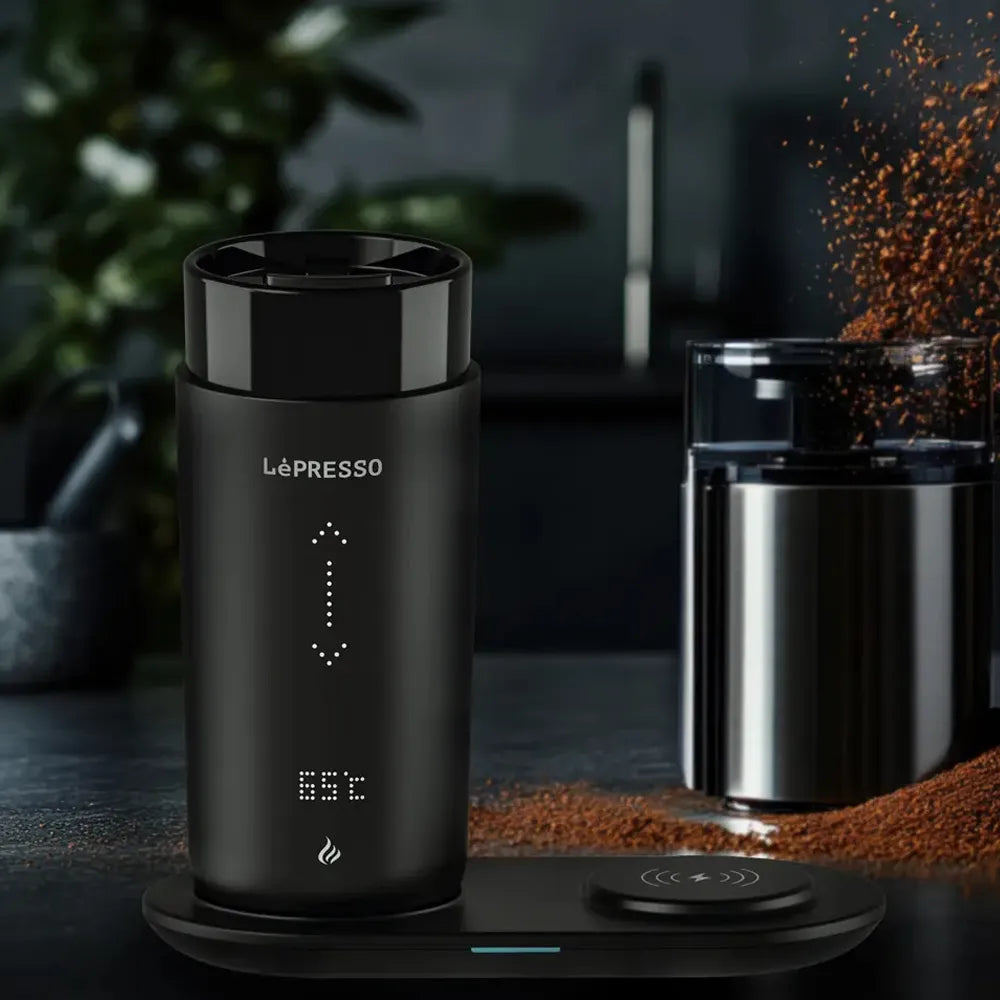 Lepresso Smart Travel Heating Mug 355mL Stainless Steel 4000mAh Battery – Black