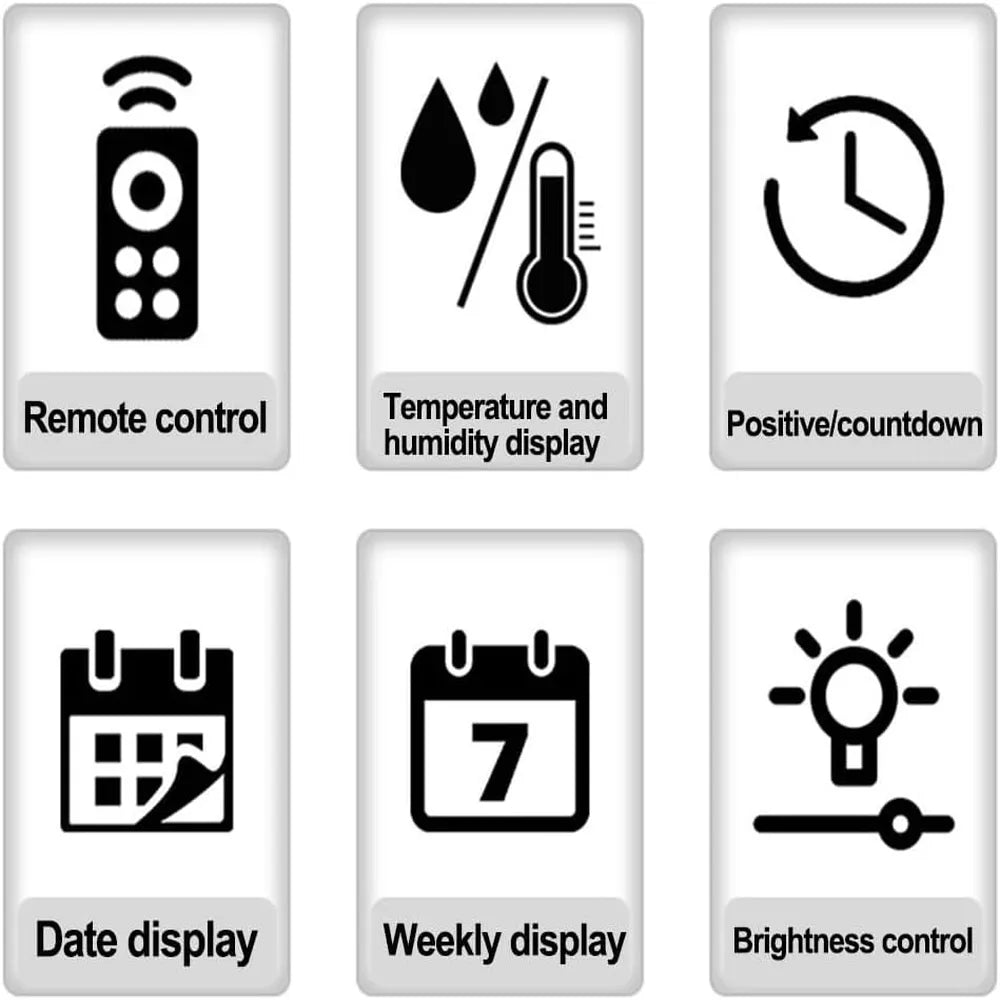 LED Digital Wall Clock Large 10" Display USB Powered Remote Control