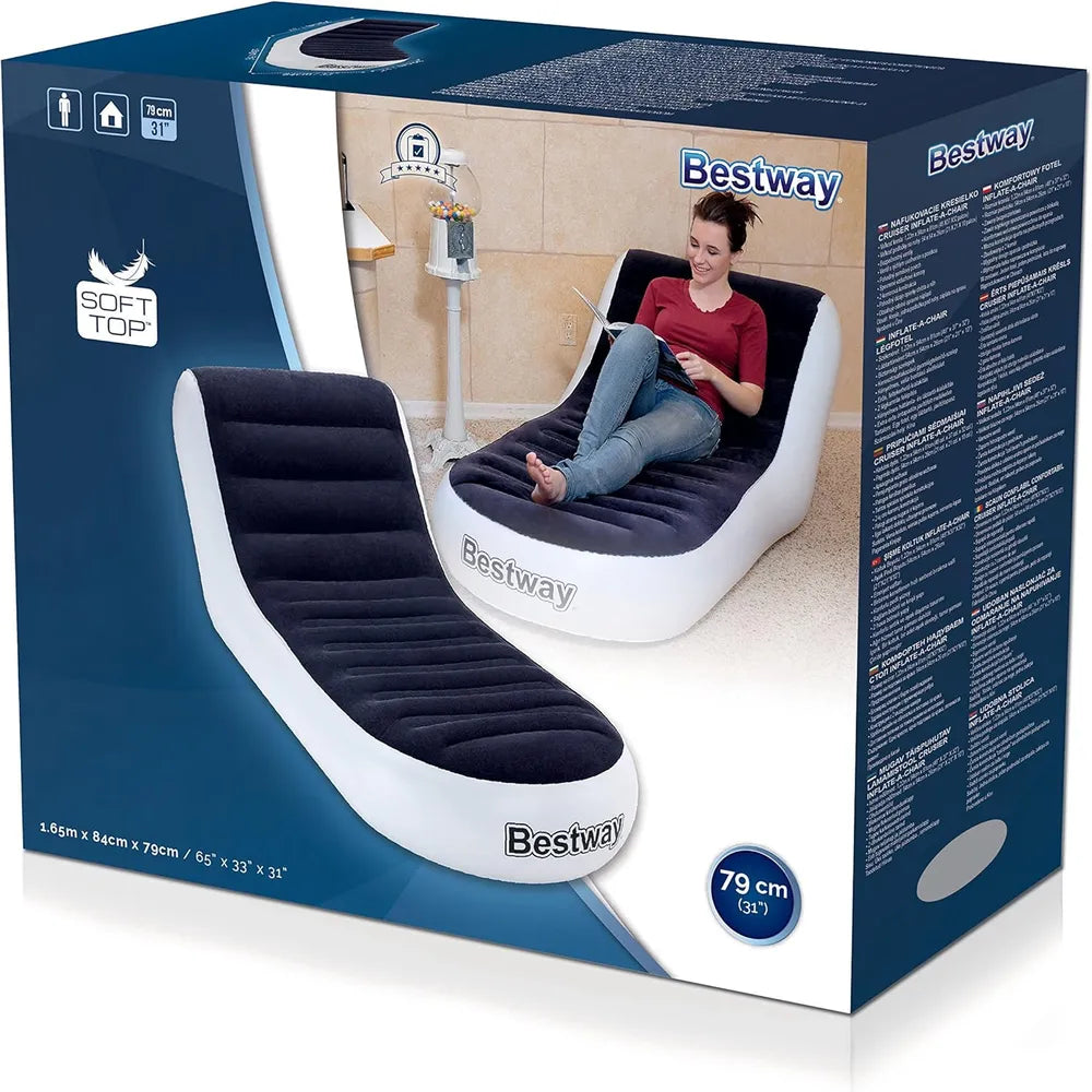Bestway Air Shelf Sports Lounger Inflatable Chair Y-Beam PVC 79 cm Width