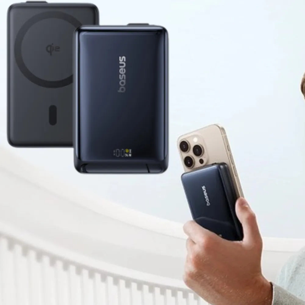 Baseus Namos Qi2 3-in-1 Magnetic Power Bank – 10000mAh, 45W Fast Charging, Built-in USB-C Cable, Wireless Charging & Kickstand