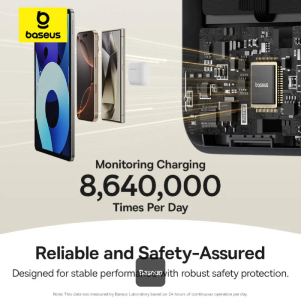 Baseus Namos Qi2 3-in-1 Magnetic Power Bank – 10000mAh, 45W Fast Charging, Built-in USB-C Cable, Wireless Charging & Kickstand
