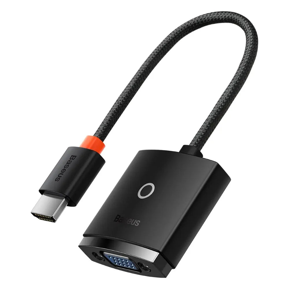 Baseus Lite Series HDMI to VGA Adapter – 1080P Resolution + 3.5mm AUX Audio + Micro USB Power Input – Black