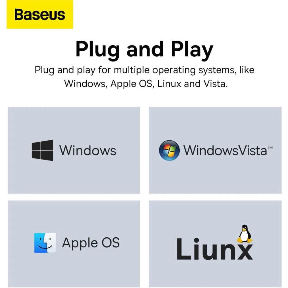 Baseus Lite Series HDMI to VGA Adapter – 1080P Resolution + 3.5mm AUX Audio + Micro USB Power Input – Black