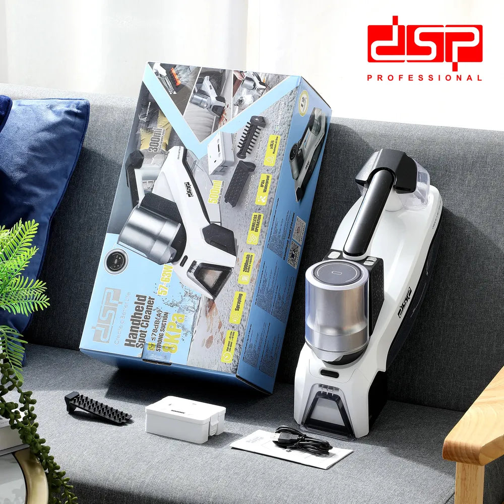 DSP Handheld Spot Cleaner Cordless 2000mAh Battery Dual Tank IPX4 Waterproof