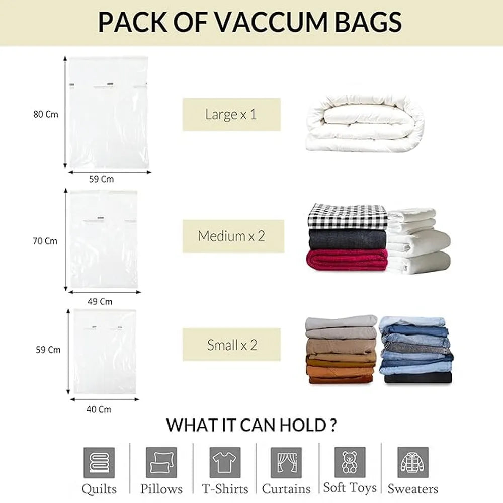 SpaceSaver Vacuum Storage Bags 5-Layer Compression 80% Space Saving SGS Certified