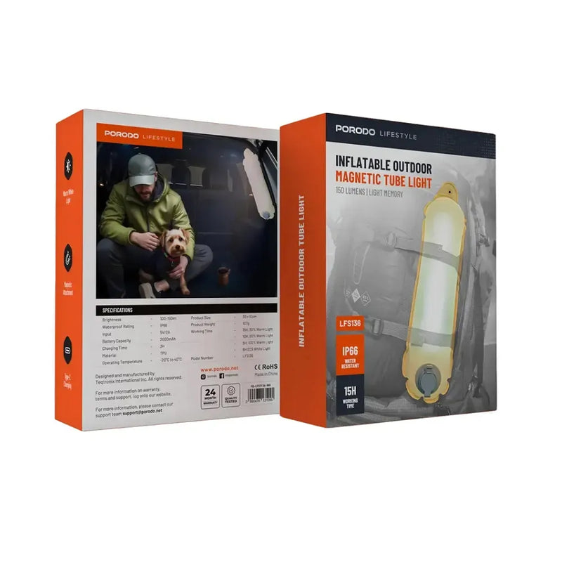 Porodo Beam Inflatable Outdoor Magnetic Tube Light 100-150 Lumens IP66 Waterproof