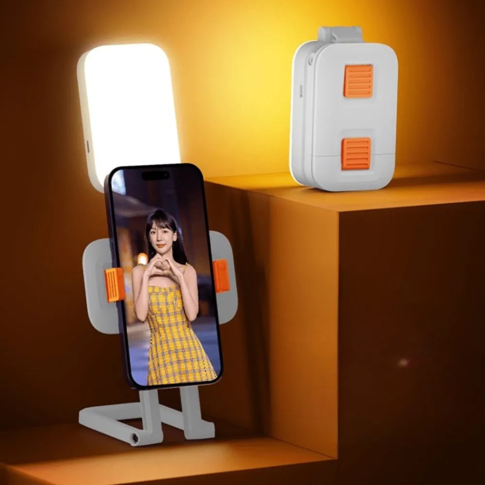 D2 Pro Mini RGB Fill Light with 24 Scene Modes, 3-Level Brightness, 1000mAh Battery & Built-in Phone Holder – Pocket LED Light (White)